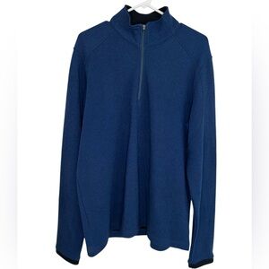 Ibex 1/4 Zip Sweater Men's Size Large Navy Blue Merino Wool Blend Outdoor Casual